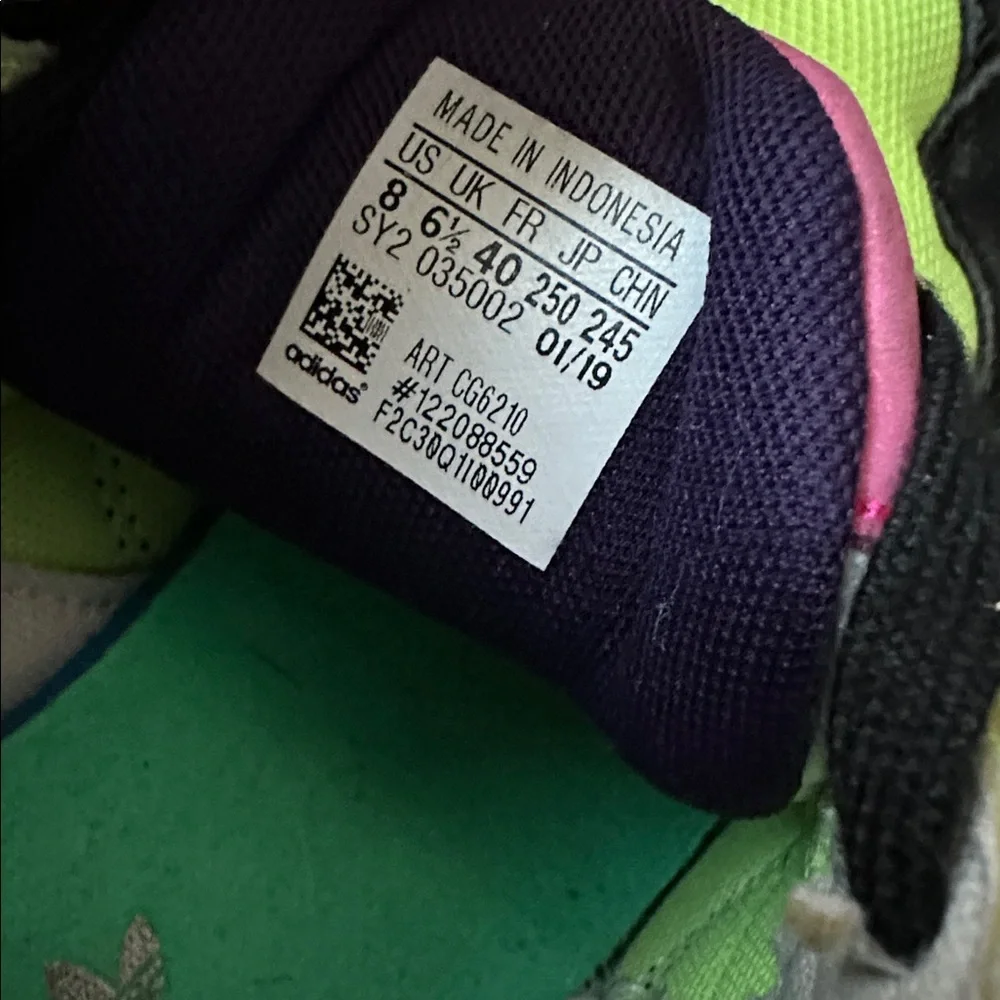 Adidas Women's Neon Green and Black Sneakers - Picture 6 of 6